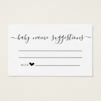 Baby name suggestion store cards