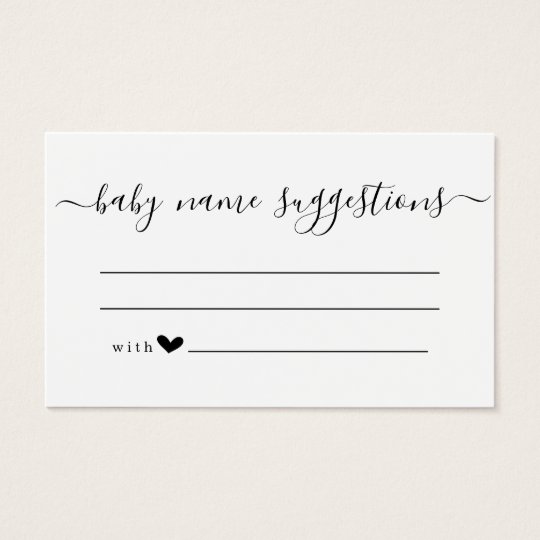 Baby Name Suggestions Card for Baby Shower