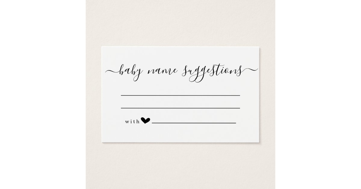 Baby Name Suggestions Card for Baby Shower Zazzle