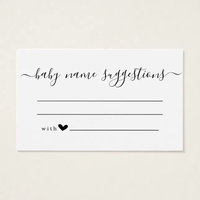 Baby Name Suggestions Card for Baby Shower Zazzle