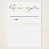 Baby Name Suggestions Card for Baby Shower - Gold (Front & Back)