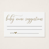 Baby Name Suggestions Card for Baby Shower - Gold (Front)