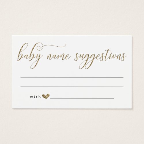 Baby Name Suggestions Card for Baby Shower _ Gold