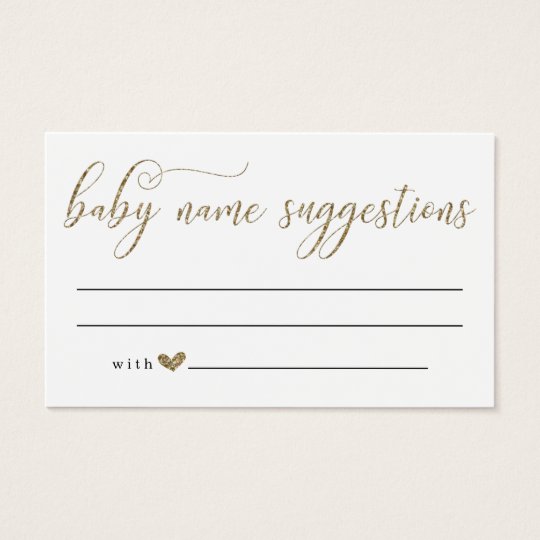 Baby Name Suggestions Card for Baby Shower Gold