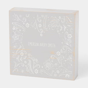 Baby NAME White Decorative Heart Keepsake Wooden Box Sign