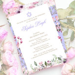 Baby Naming Ceremony Hebrew Girl Floral Purple Invitation
