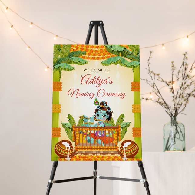 Baby Naming ceremony welcome sign Cradle ceremony (In Situ (Stand))
