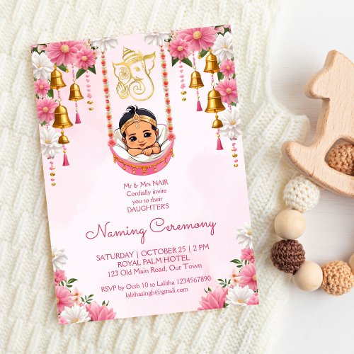 Baby Naming Cradle Indian Ceremony pink template