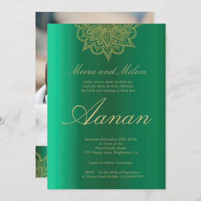 Baby Naming Namkaran Photo Ceremony Invitation (Front/Back)