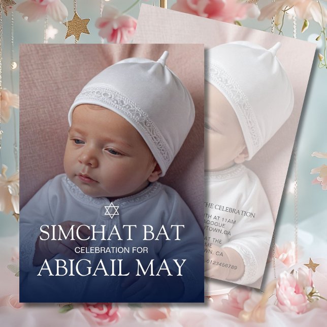 Baby Naming Simchat Bat Photo Simple Invitation (Creator Uploaded)