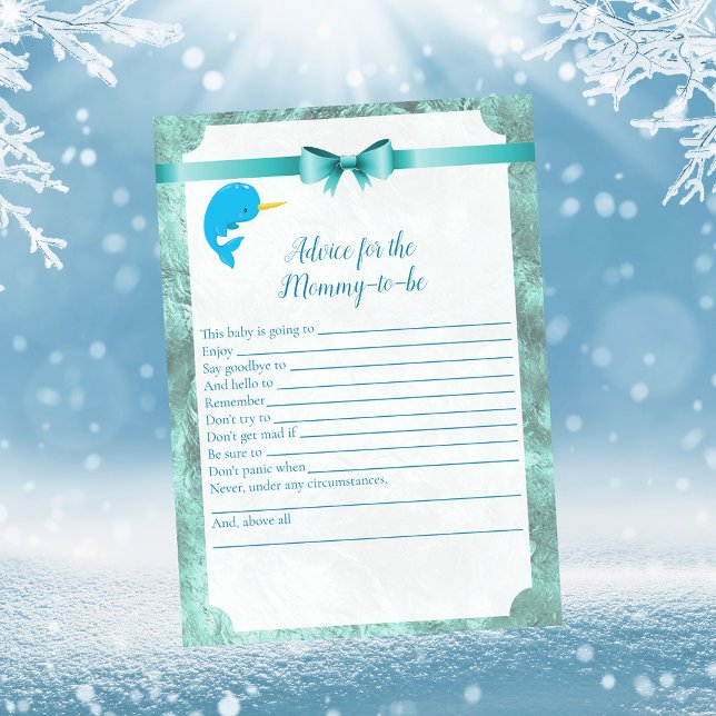 Baby Narwhal Advice For Mommy Baby Shower Game Invitation (Creator Uploaded)