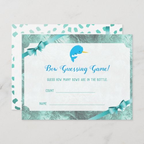 Baby Narwhal Guessing Count Baby Shower Game Invitation