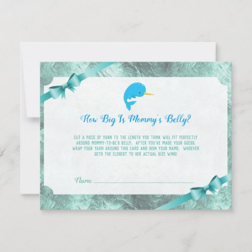 Baby Narwhal Mommys Belly Size Baby Shower Game Invitation