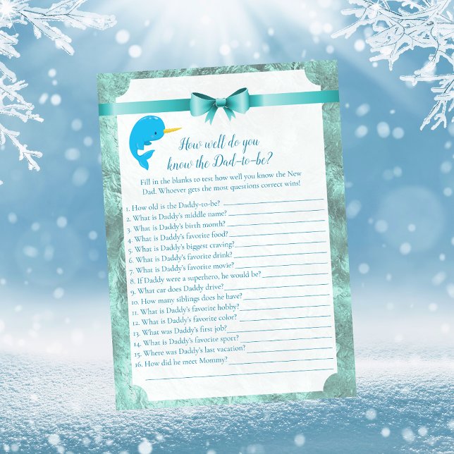 Baby Narwhal Who Knows Dad Best Baby Shower Game Invitation (Creator Uploaded)