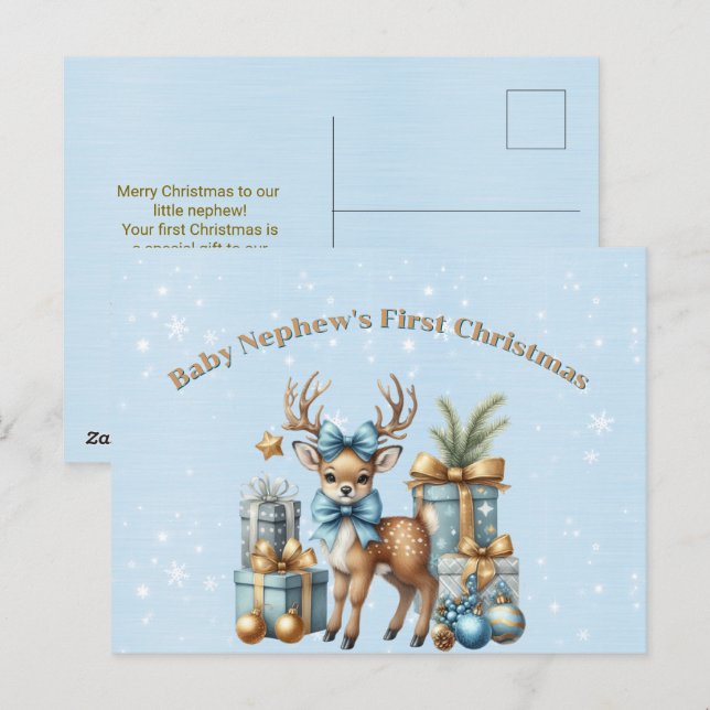 Baby Nephew's First Christmas Holiday Postcard (Front/Back)