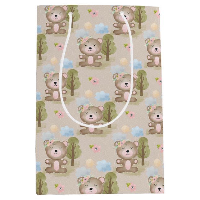 Baby Neutral Bear Forest Large Gift Bag (Front)