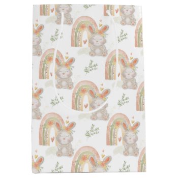 Baby Neutral Bunny Rainbow Large Gift Bag by Precious_Baby_Gifts at Zazzle