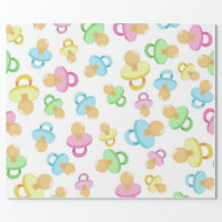 Neutral Pacifier Wrapping Paper 3 Sheets Baby Shower Gift Wrapping