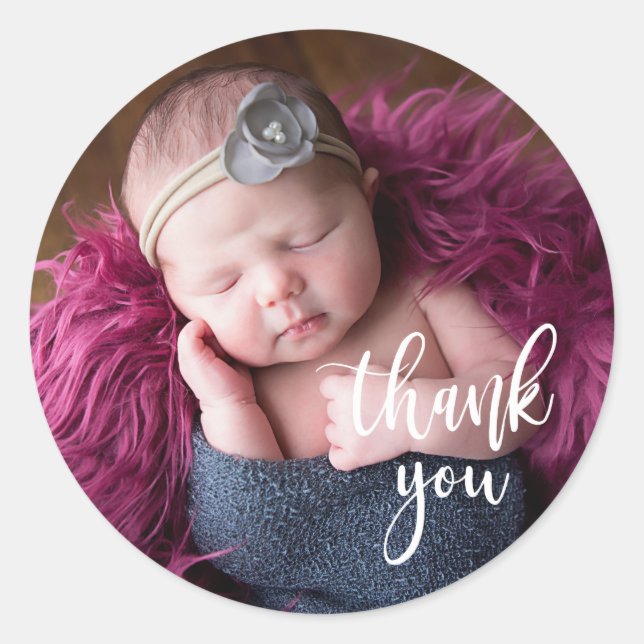 Baby Newborn Photo Thank You Sticker (Front)