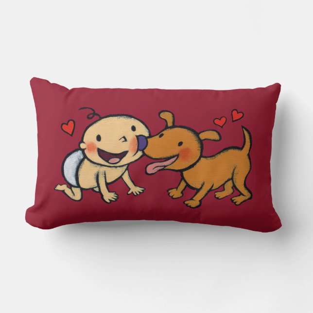 Baby Nose Kisses from the Dog Lumbar Pillow (Front)