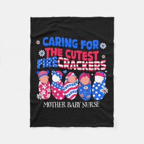Baby Nurse Patriotic Usa Flag American Independenc Fleece Blanket