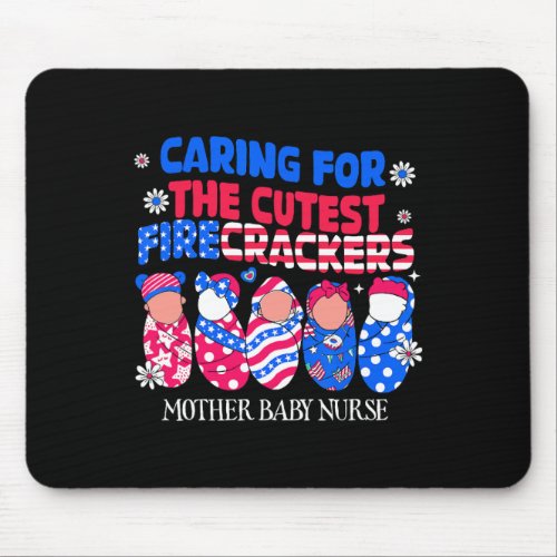 Baby Nurse Patriotic Usa Flag American Independenc Mouse Pad