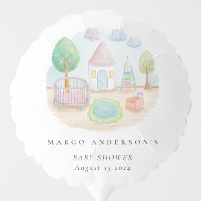 Baby Nursery Essential Cute Pastel Baby Shower Balloon (Front)
