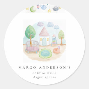 Baby Nursery Essential Cute Pastel Baby Shower Classic Round Sticker