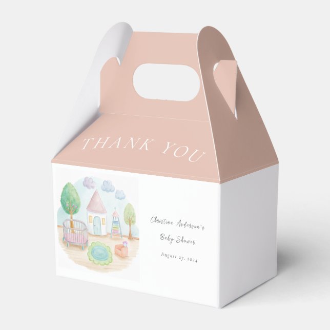 Baby Nursery Essential Cute Pastel Baby Shower Favor Boxes (Front Side)