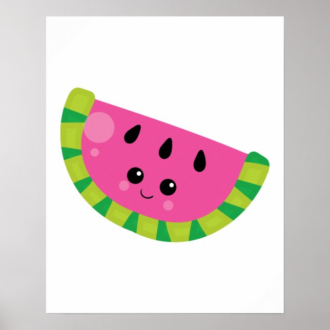 Baby Nursery Kawaii Modern watermelon Summer Fruit Poster (Front)