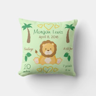 Baby Nursery Lion Safari Birth Stats