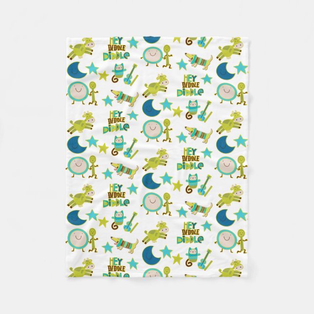 Baby Nursery Rhyme Hey Diddle Diddle Fleece Blanket (Front)