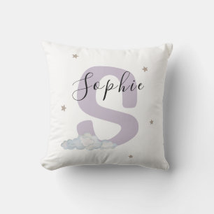 Baby Nursery Throw Pillow Custom Name Initial