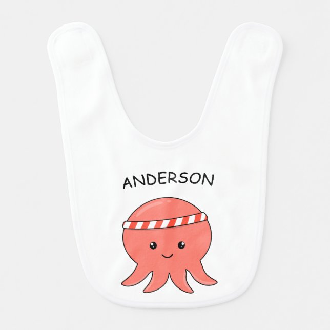 Baby octopus kawai baby bib (Front)