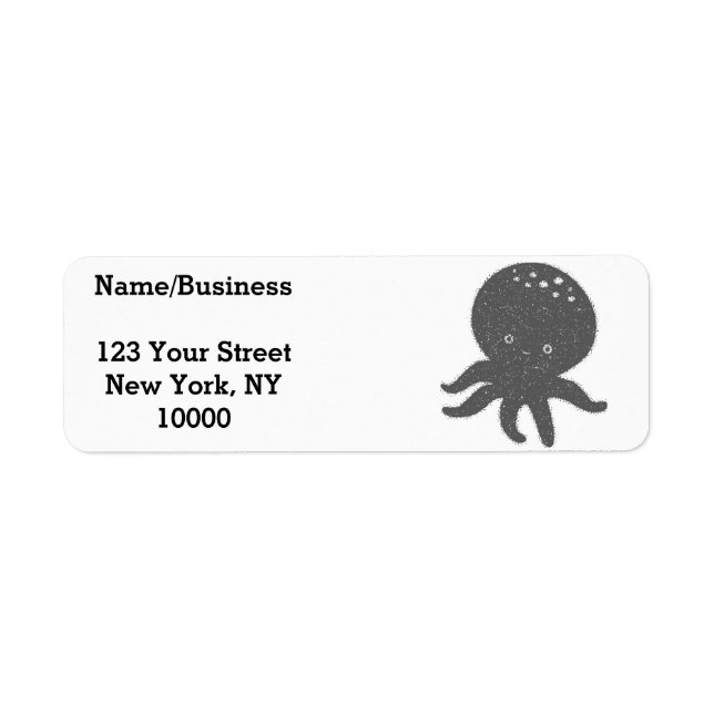 Baby Octopus Old Paper Print Custom Label (Front)