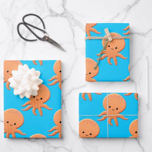 Baby Octopus Pattern Wrapping Paper Sheets
