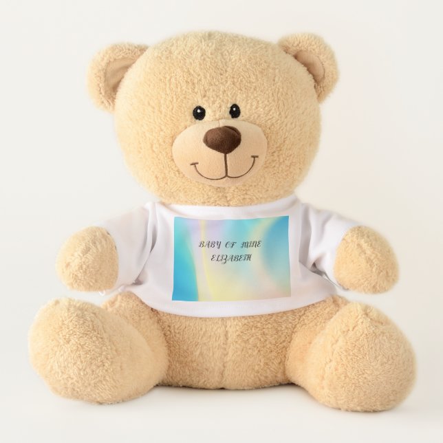 "BABY OF MINE" soft teddy bear with baby's name. (Front)