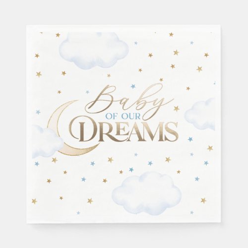Baby of our Dreams Moon and Stars Blue Baby Shower Napkins