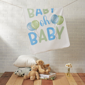 Baby oh Baby Blue & Green Balloons Blanket