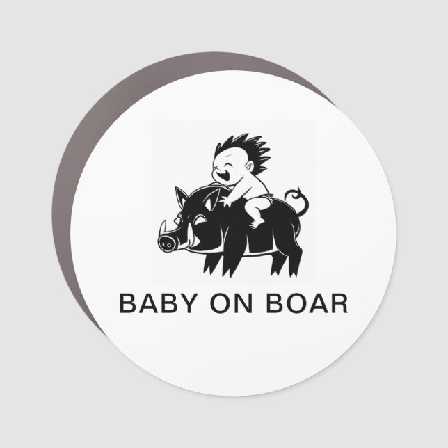 Baby On Boar Bumper Sticker Car Magnet (Front)