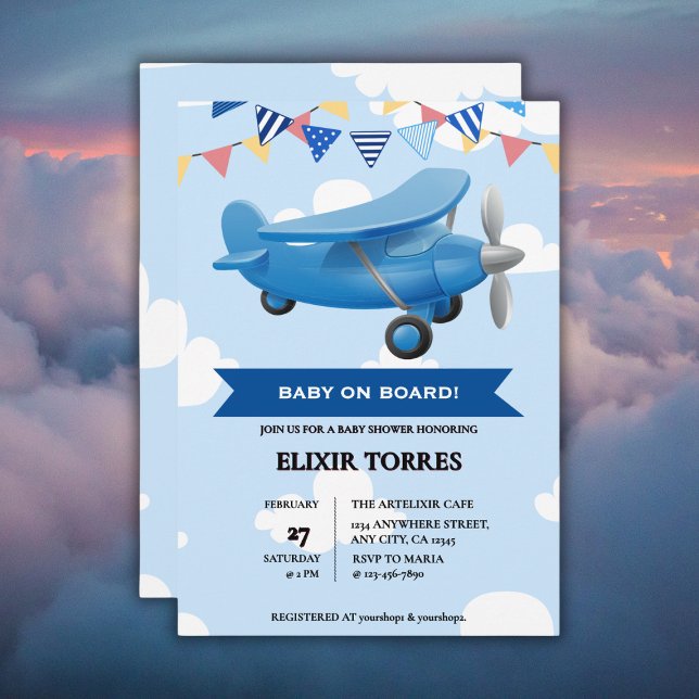 Baby on Board! Aviation Airplane Baby Shower Invitation (Creator Uploaded)