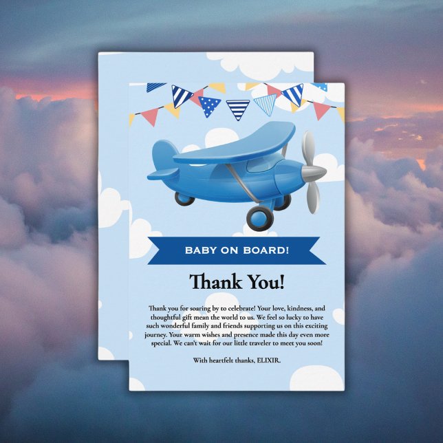 Baby on Board! Aviation Airplane Baby Shower Thank You Card (Creator Uploaded)