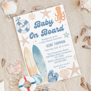 Baby On Board Baby Shower Beach Invitation