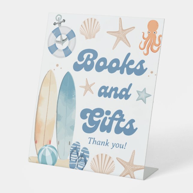Baby on Board Baby Shower Books and Gifts  Pedestal Sign (Front)