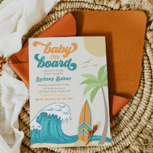 Baby on Board Baby Shower Invitation   Surf Baby