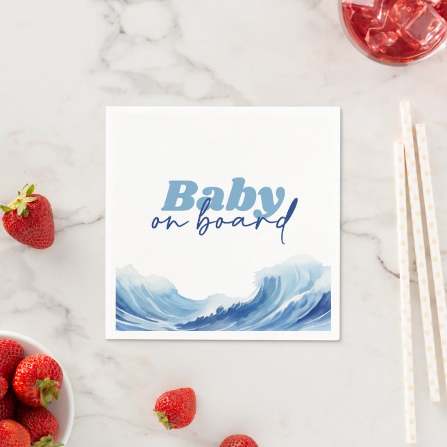 Baby On Board Baby Shower Napkin, Surf Baby Shower Napkins (Insitu)