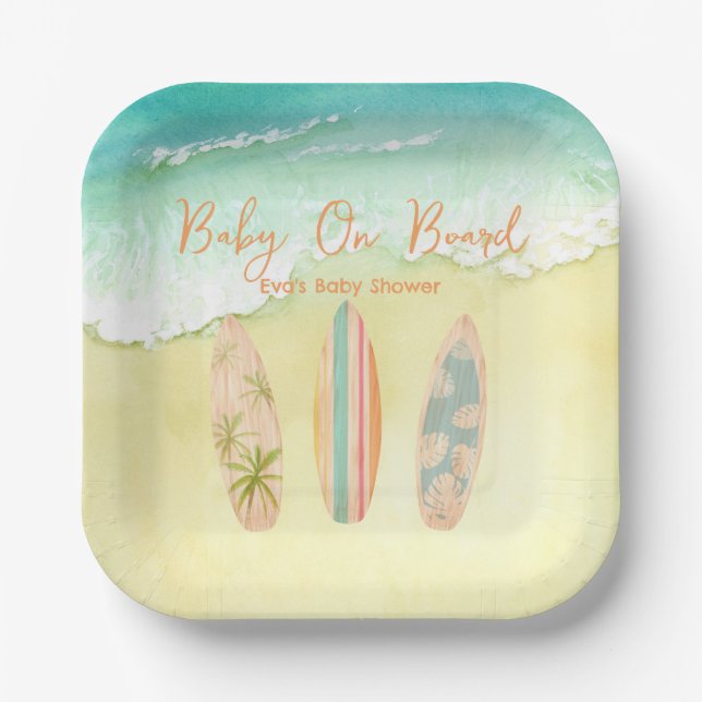 Baby On Board Baby Shower Plates (Front)