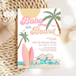 Baby on Board Baby Shower Sprinkle Surfing Shower Invitation