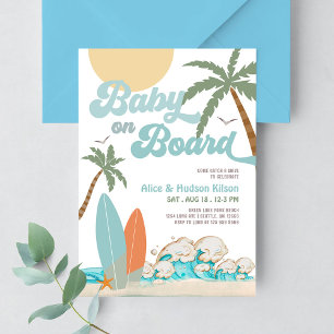 Baby on Board Baby Shower Sprinkle Surfing Shower Invitation