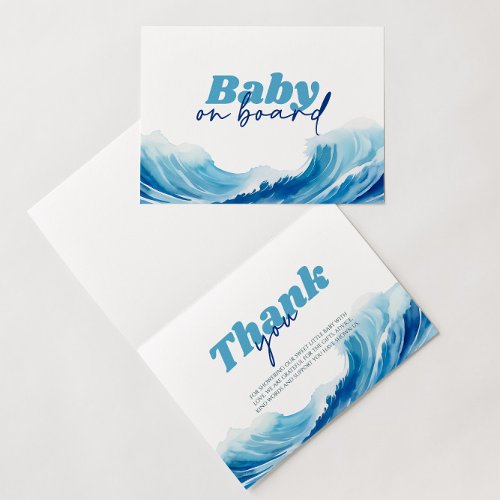 Baby on Board Baby Shower Surf Baby Thank You Card